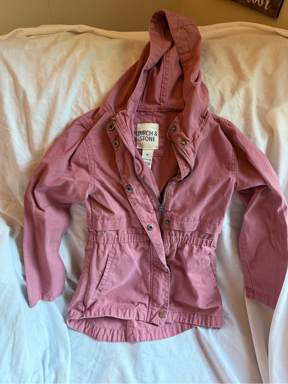 Girls Dusty Rose Hooded Utility Jacket